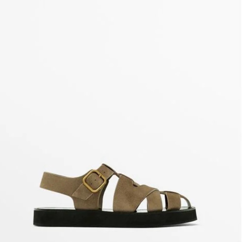 Massimo Dutti Suede Cage Sandals
